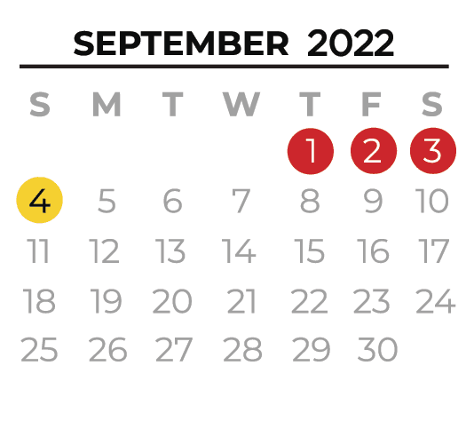 September 2022 Calendar Dates